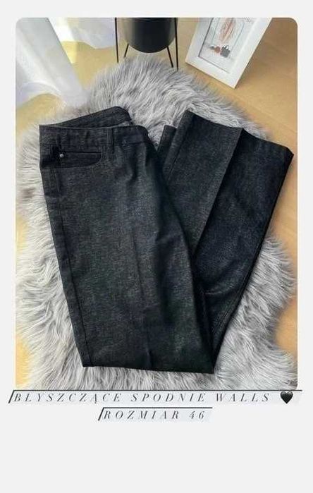 Spodnie elganckie straight high weist błyszczące na komunię XXL/44