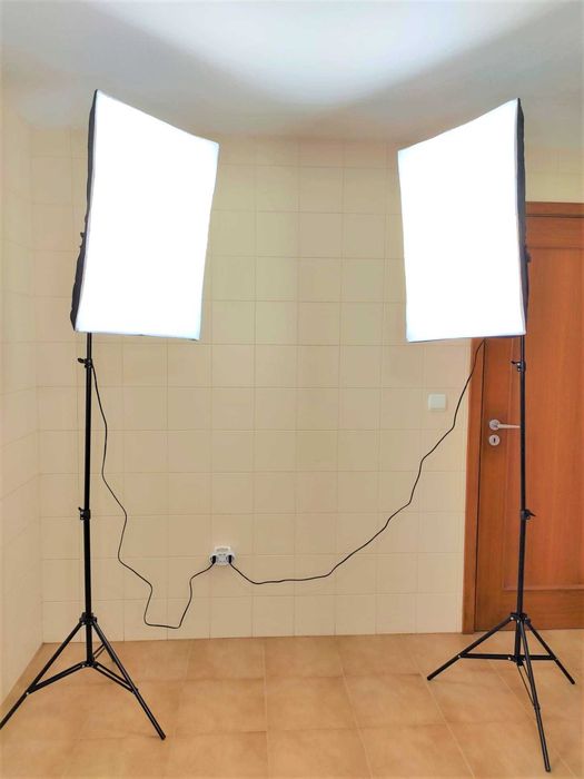 [NOVO] Kit [2 SoftBoxes 135W] + 2 Tripés + 2 Lâmpadas 135W + 1 Saco