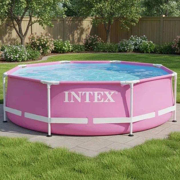 ЗНИЖКА Каркасний басейн Intex 28290 244×76 см рожевий круглий інтекс