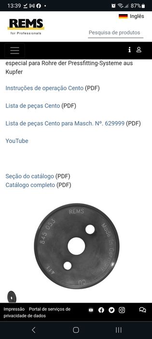 REMS disco de corte CU 845053
Disco de corte 845053 R Cu para freios C