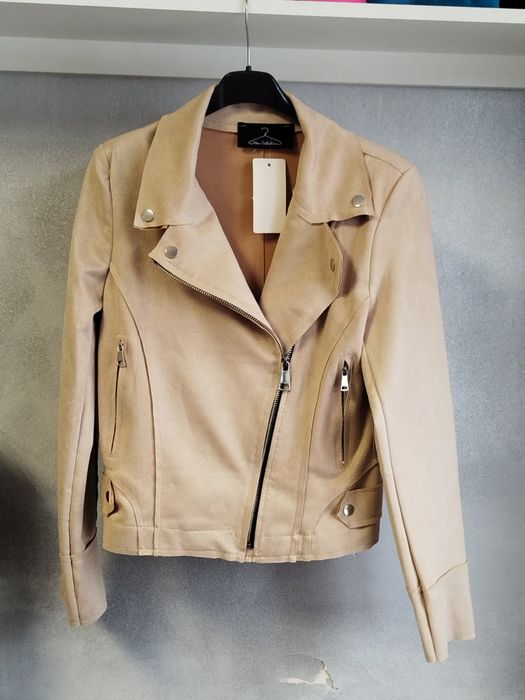 Ramoneska bezowa zamszowa s m l