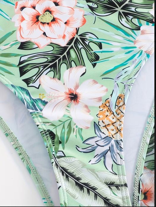 L Strój bikini kąpielowy 3 częściowy miętowy  plażowy