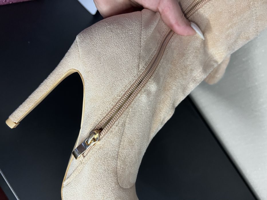 Ботильйони беж на каблуку, бежеві, 38 р. Весняні ботильйони