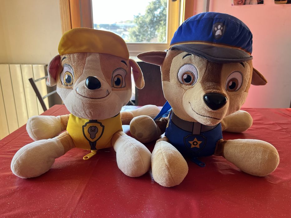 Rubble e Marshal Patrulha Pata Peluches Mochila Grandes Paw Patrol