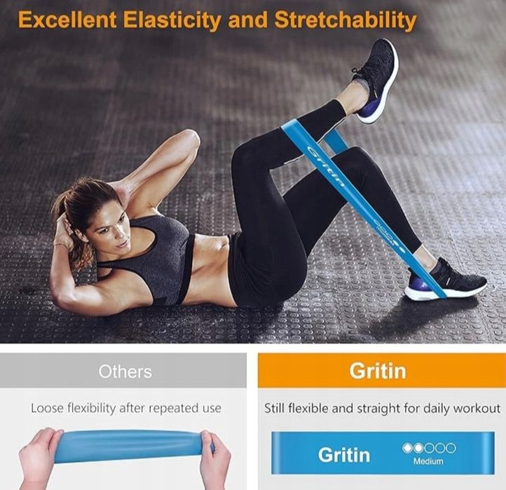 GRITIN Taśmy fitness oporowe 5 sztuk