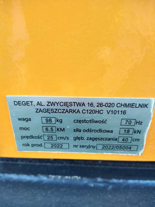 Okazja! Nowa zagęszczarka gruntu VERKE C120