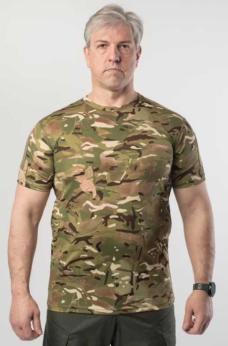 Військова тактична літня футболка Coolmax Military з велкро панелями Мультикам