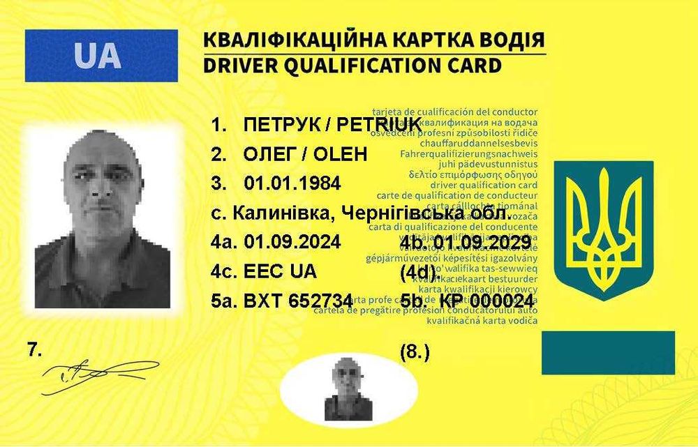 КОД 95, карта 95, Code 95, 95 код Україна, кваліфікаційна карта водія