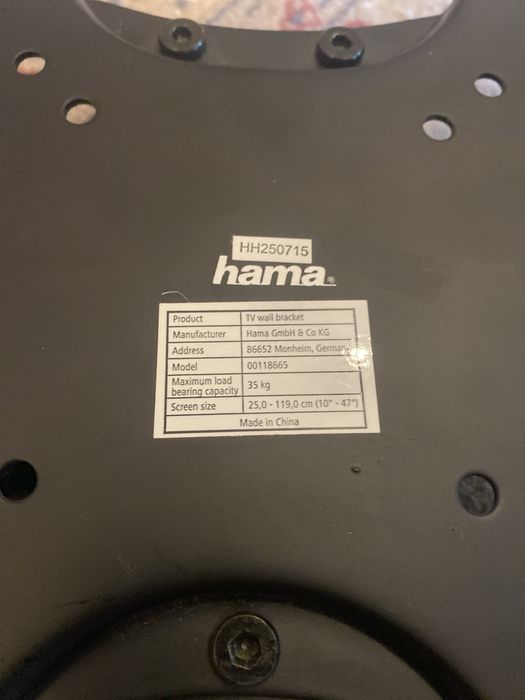Uchwyt na telewizor do ściany hama