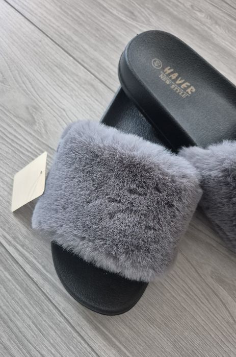 Klapki z futerkiem roz 40