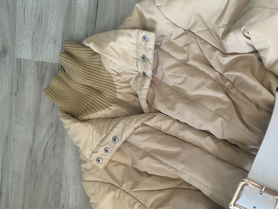 Karmelowa / beżowa kurtka midi , ciepla zimowa/ wiosenn ,płaszczyk