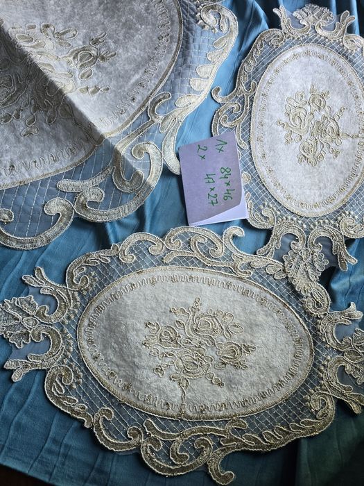 Biezniki Komplet 3 szt,turecki,welur. Krem/ZLOTO glamour