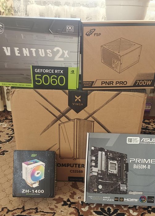 Сучасний бюджетний ПК Ryzen 7500F  32GB DDR5  1TB RTX5060