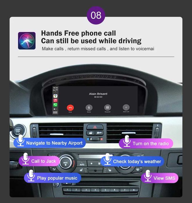Rádio 9" Linux BMW Série 3 e 5 E60 E90 Carplay Android Auto GPS NOVO