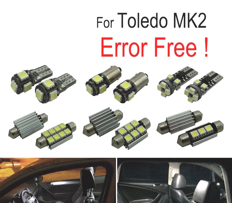 KIT COMPLETO 14 LAMPADAS LED INTERIOR PARA SEAT TOLEDO II MK2 1 M 1M2 99-04