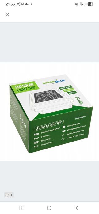 Lampka led solarna na słupek 9x9cm