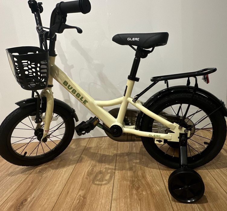 Rower dziecięcy 14 cali - beżowy, Glerc, nowy, w oryginalnym kartonie