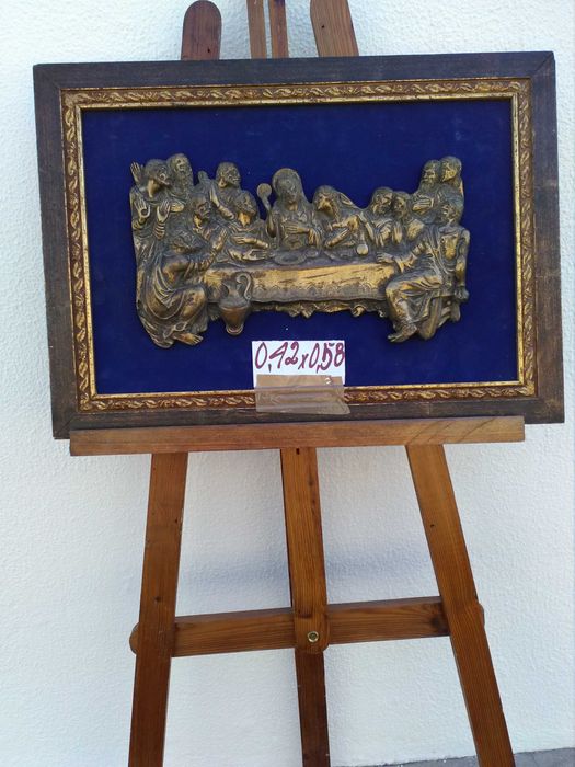 Quadro última ceia em bronze