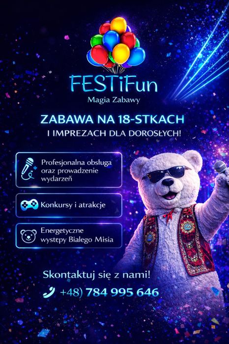 Biały Miś / Dinozaur / Wata cukrowa / PopCorn / Zakręcany ziemniak