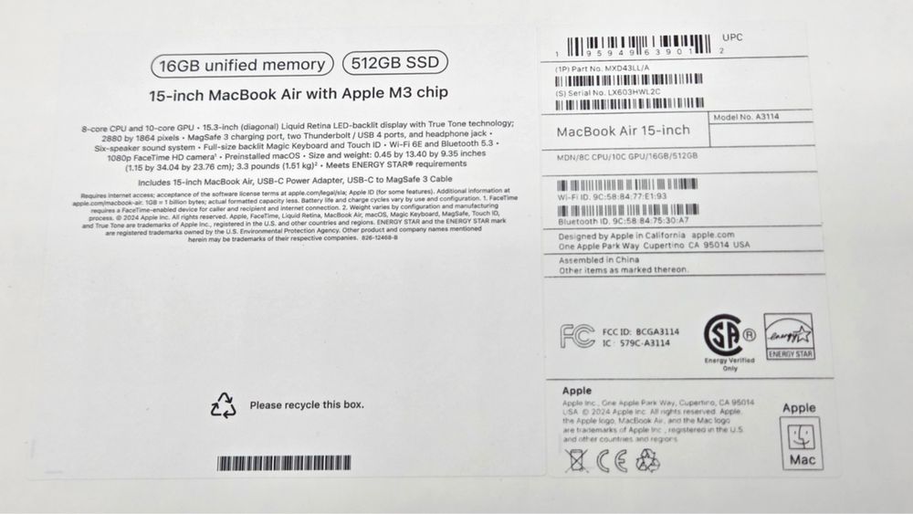 SELADO: MacBook Air 15" M3 (2024) - 16GB RAM / 512GB SSD - Novo