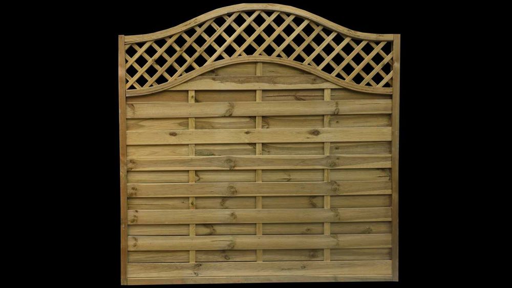 Płot osłonowy z łukami falistymi x2 i kratą Olga 180×180/160