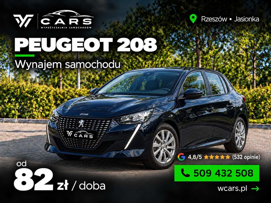 Peugeot 208 - wynajem auta miejskiego od 82 zł | Rzeszów