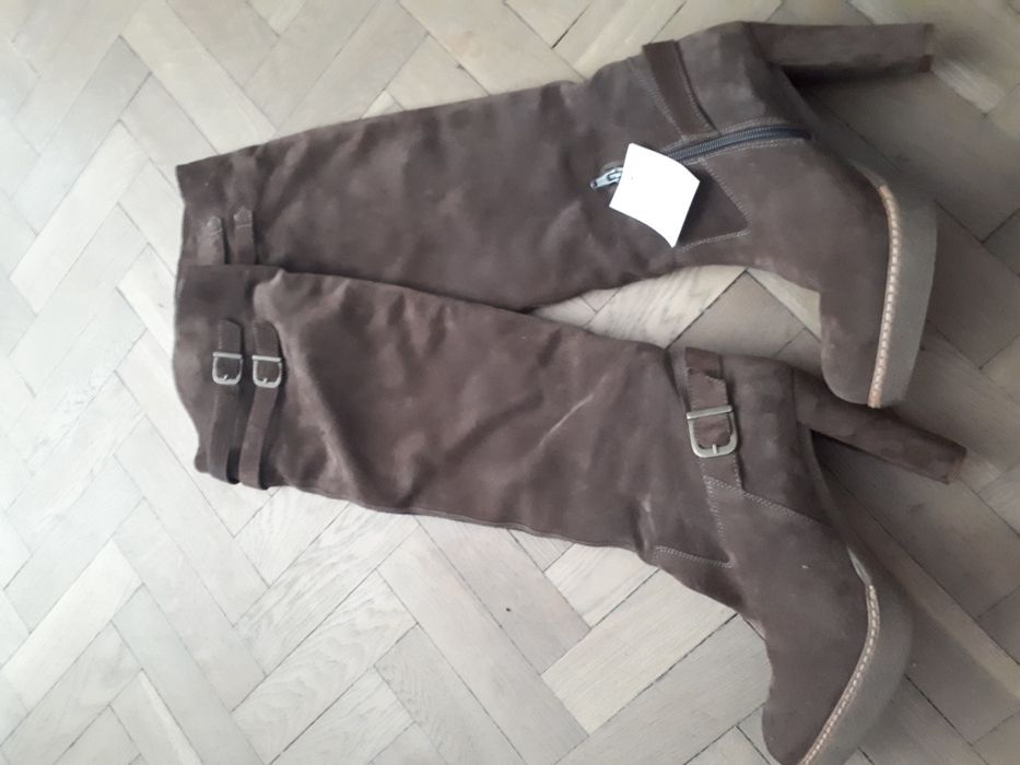 Kozaki długie zamszowe, kozaki skórzane  mega okazja