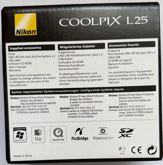 Máquina fotográfica digital Nikon Coolpix L25- como nova