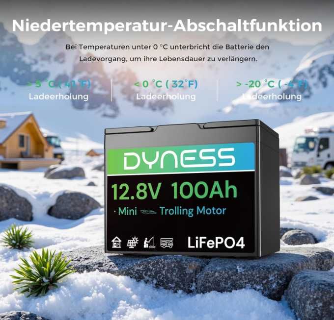 Акумулятор DYNESS 15000-Циклів LiFePO4 100Ah 12V 1280W літій-залізо