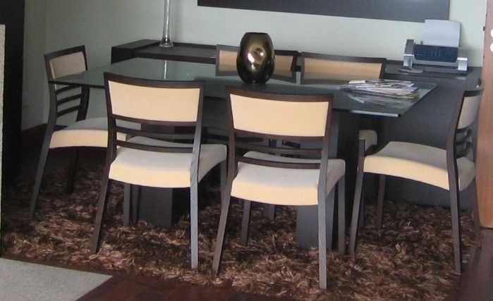 conjunto sala de jantar mesa com 6 cadeiras wenge chocolate