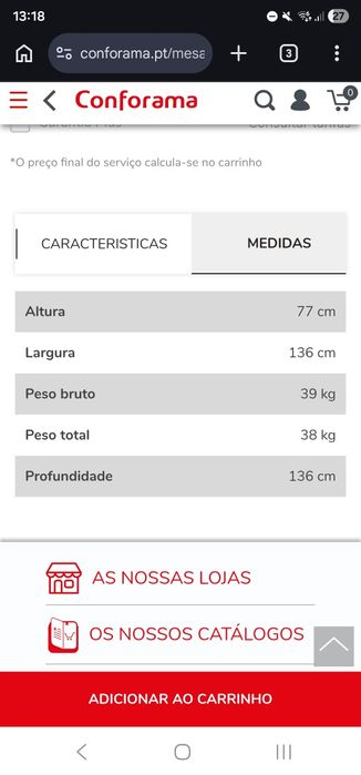 Mesa de Jantar 136x136