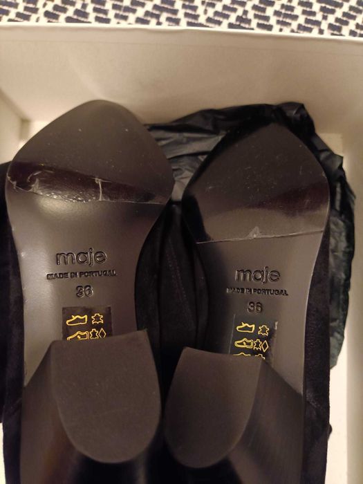 Botas cano alto em camurça e elastano