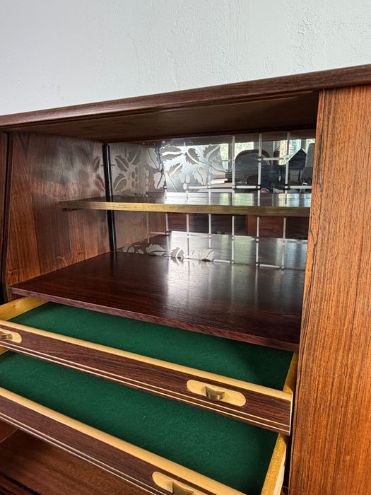 ES Møbler Silkeborg – palisandrowy highboard / barek, Dania, lata 60.