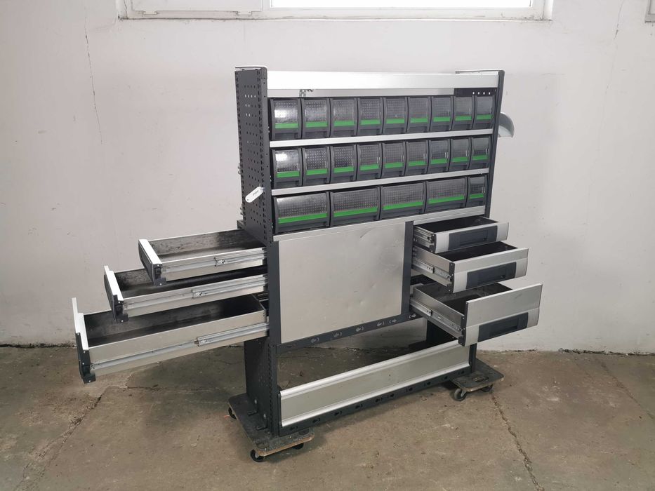 Zabudowa serwisowa warsztatowa regał samochodowy serwis BOTT SZUFLADY