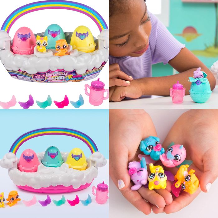 Хетчімалс Hatchimals Миготливі малюки, сімʼя лам, неонові , кошик