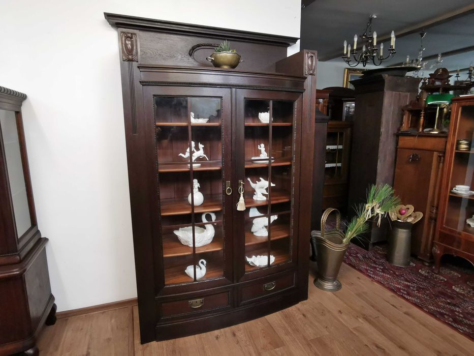 Dębowa biblioteczka witryna  antyk 787/2025