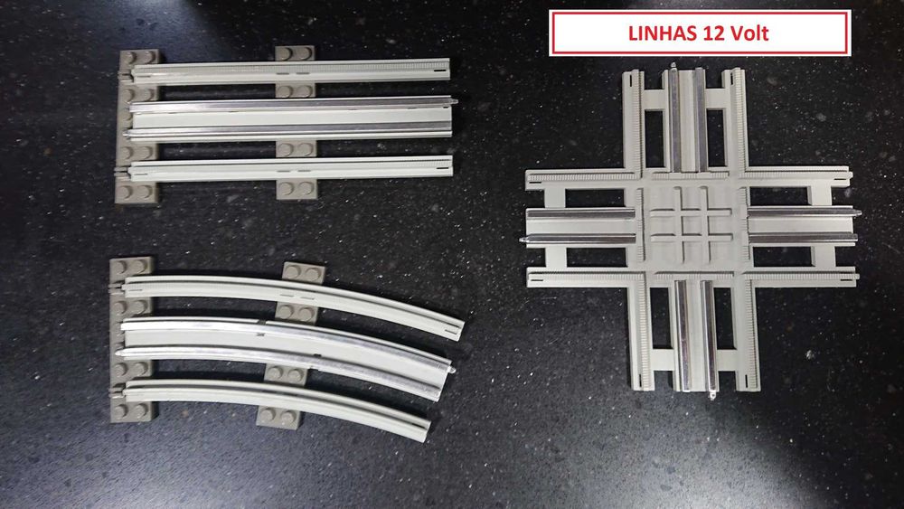 LEGO TRAIN Linhas 9v / 12v: 4548; retas; bifurcações; curvas; comandos