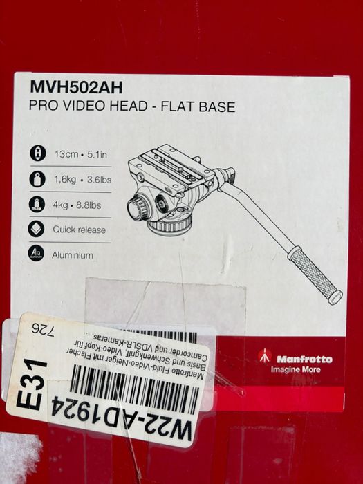 Manfrotto 502AH Głowica PRO video z płaską bazą