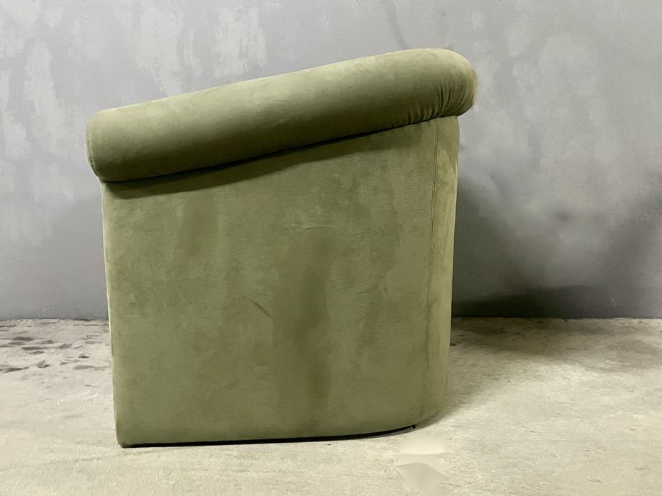 Poltrona de veludo/pêlo pêssego esverdeado