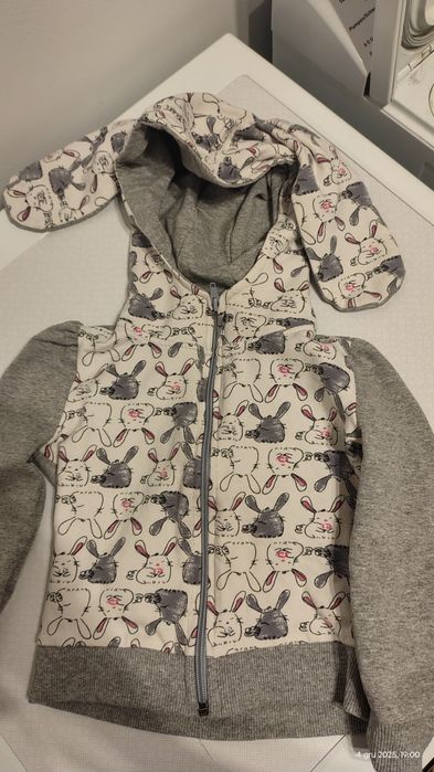 Bluza rozpinana z kapturem, uszy dla dziewczynki 86 92