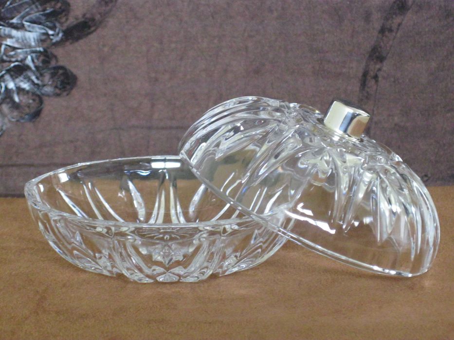 Bomboneira Cristal C/Pega em Prata Lei Maciça 925 mil.