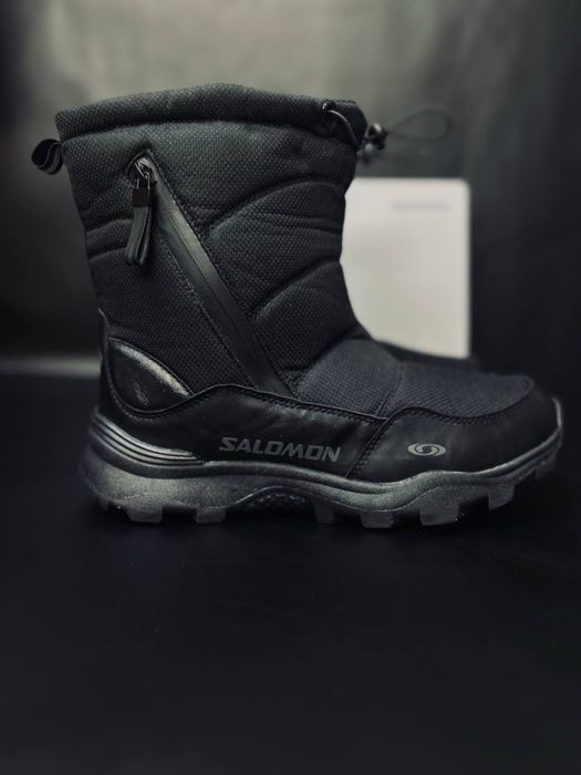 Мужские сапоги саломон черные для суровой зимы не промокаю не скользят