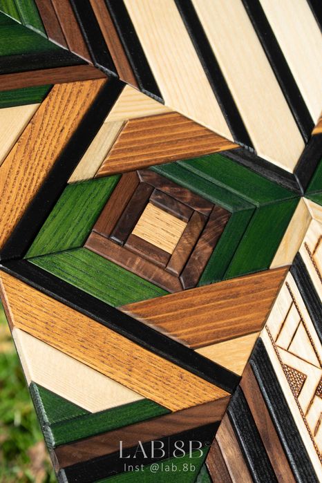 Ręczna mozaika z drewna, Obraz, Dekoracja ścienna, panel, Sowa