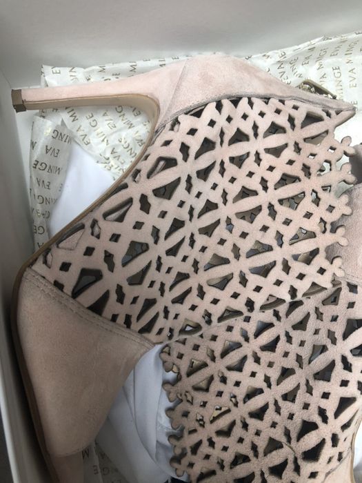 Eva Minge 36 Szpilki Pamplona 3T skóra naturalna zamsz róż sandały