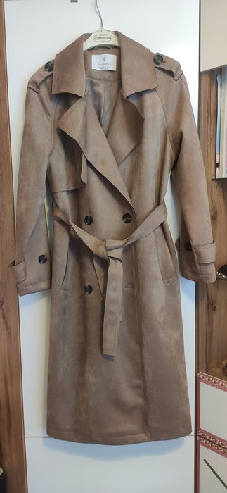 Płaszcz trencz Stradivarius z eko zamszu roz 36/S