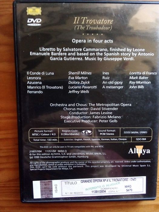 Il Trovatore, Verdi, Luciano Pavarotti, Eva Morton, Deutsch Grammophon