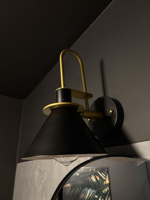 Kinkiet Lampa Ścienna Loft Industrial Czarna Złota nad lustro retro