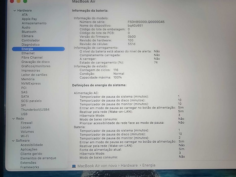MacBook Air 13'' M4 2025 - Meia-noite - 16GB/256GB - Como Novo c/ fatura