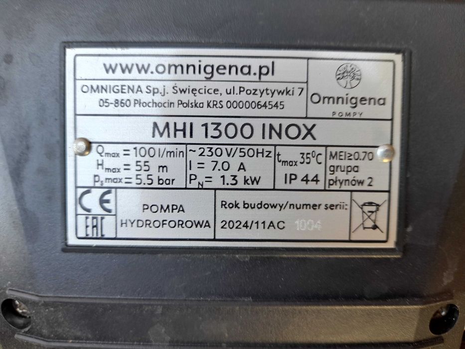 Pompa do hydroforu MHI 1300 INOX