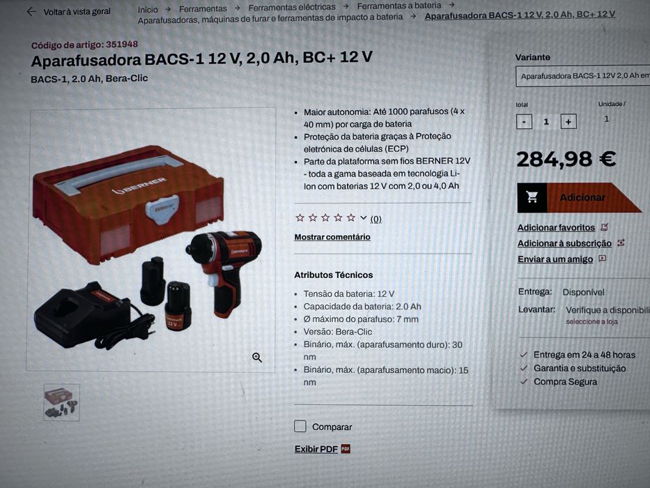 Parafusadora berner 12v